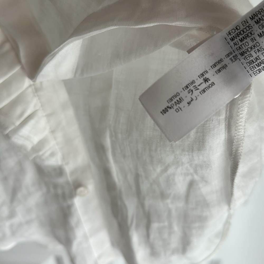 NWOT( has spots ) Zara Woman RUFFLED SHIRT ZW COLLECTION White Size XS - Picture 10 of 13